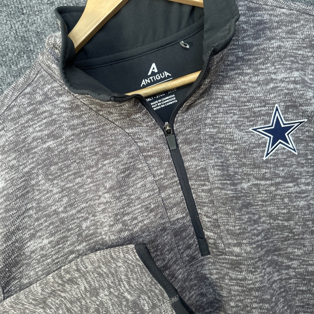 Dallas Cowboys Antigua Fortune 1/4 Zip Pullover Jacket Navy Heather Men's 2XLT